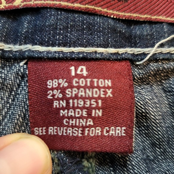 Nesso Denim Jeans Womens Sz 14 Thick Stitching Blue Dark Wash Distressed Stretch - Picture 3 of 10